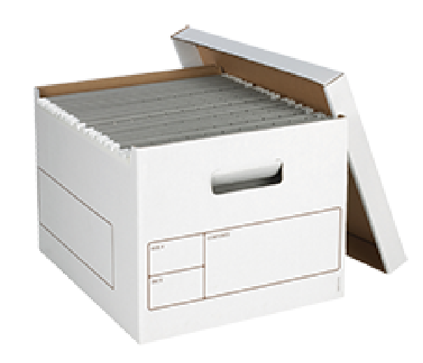 A box of documents ready for shredding