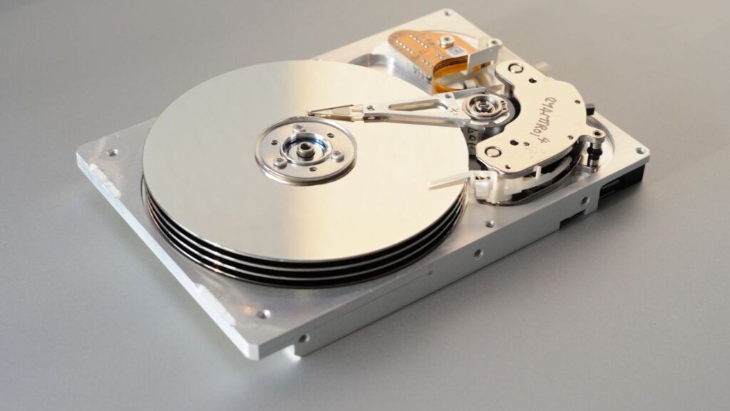 A close up of a hard drive